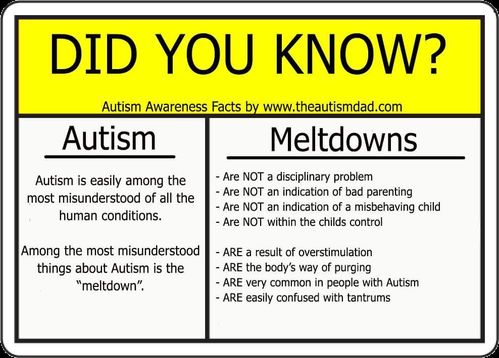A few basic facts about #Autism and #Meltdowns that everyone should know