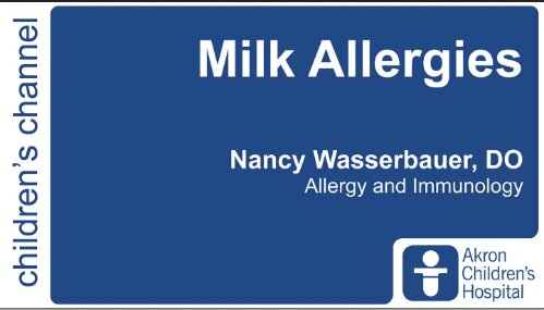 @AkronChildrens Hospital talks about Milk allergies
