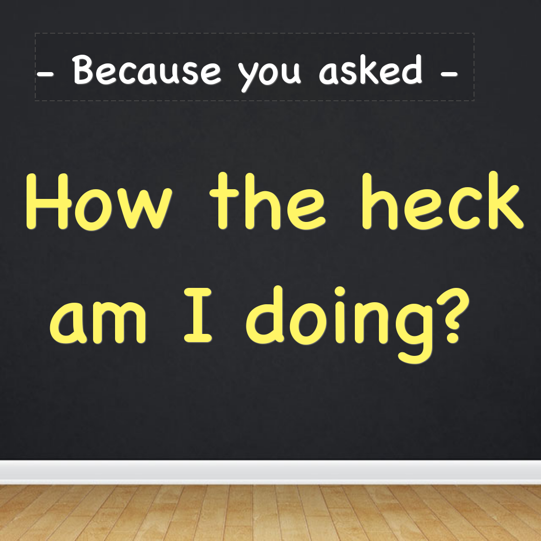 Because you asked: How the heck am I doing?