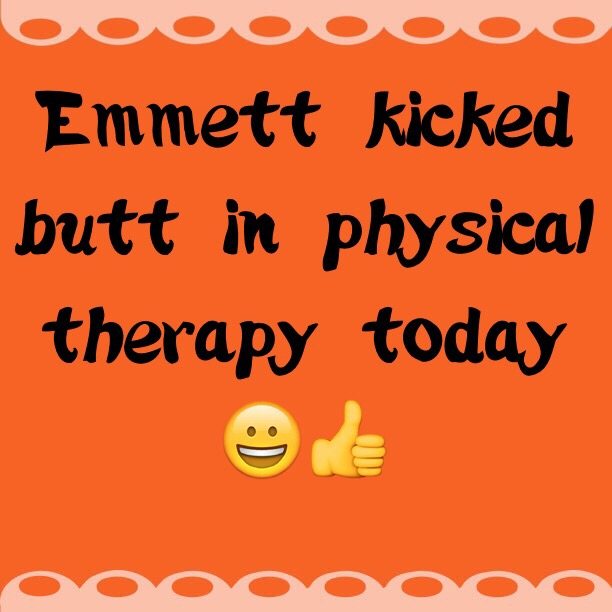 Emmett kicked butt in physical therapy today