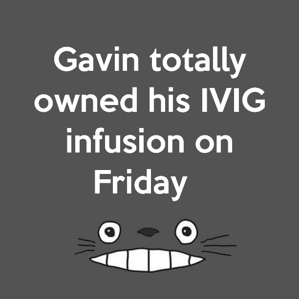 Gavin totally owned his IVIG infusion on Friday