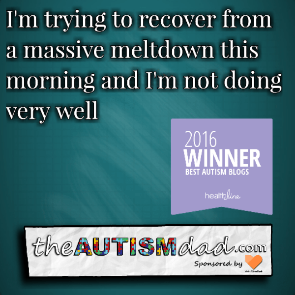 I'm trying to recover from a massive meltdown this morning and I'm not doing very well