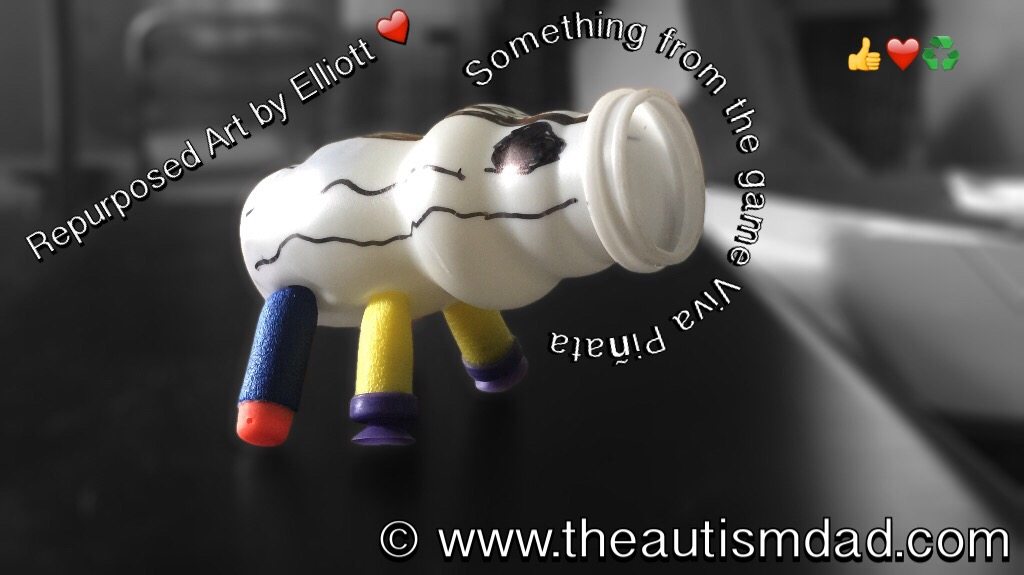 My son with #Autism turns trash into art :)