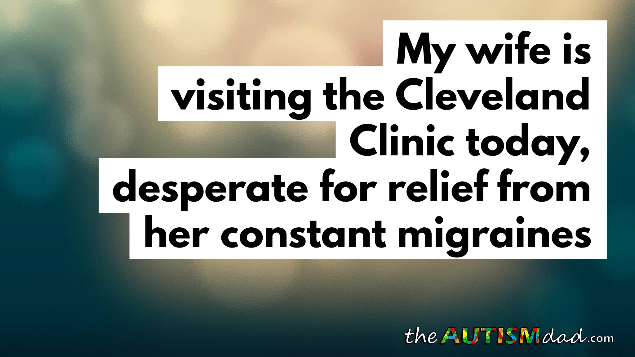 My wife is visiting the @clevelandclinic today, desperate for relief from her constant migraines