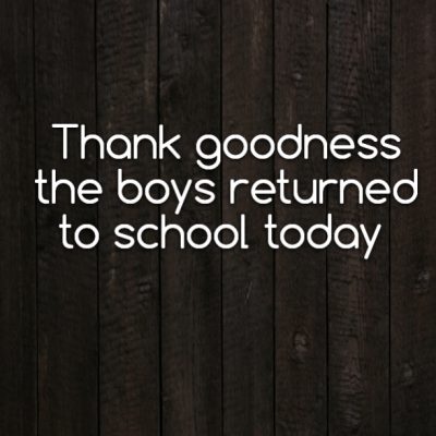 Thank goodness the boys returned to school today
