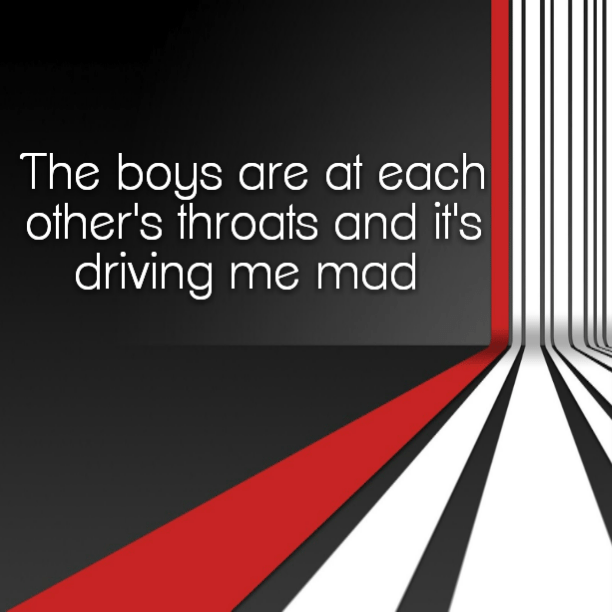 The boys are at each other's throats and it's driving me mad