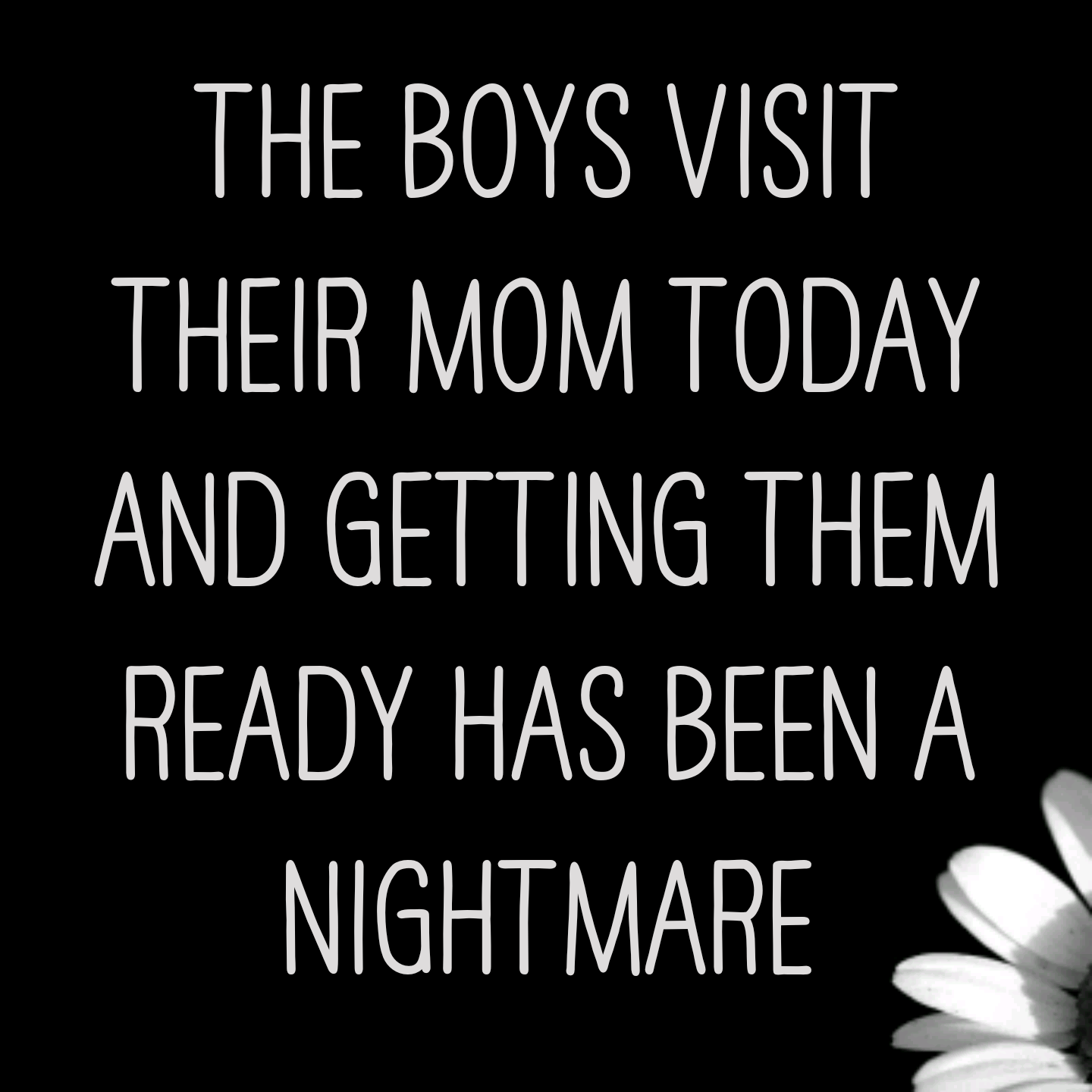 The boys visit their Mom today and getting them ready has been a nightmare