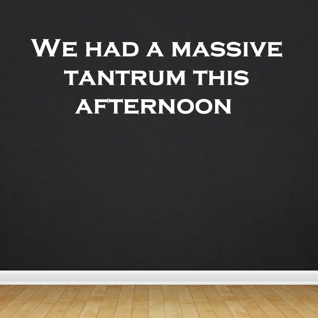 We had a massive tantrum this afternoon