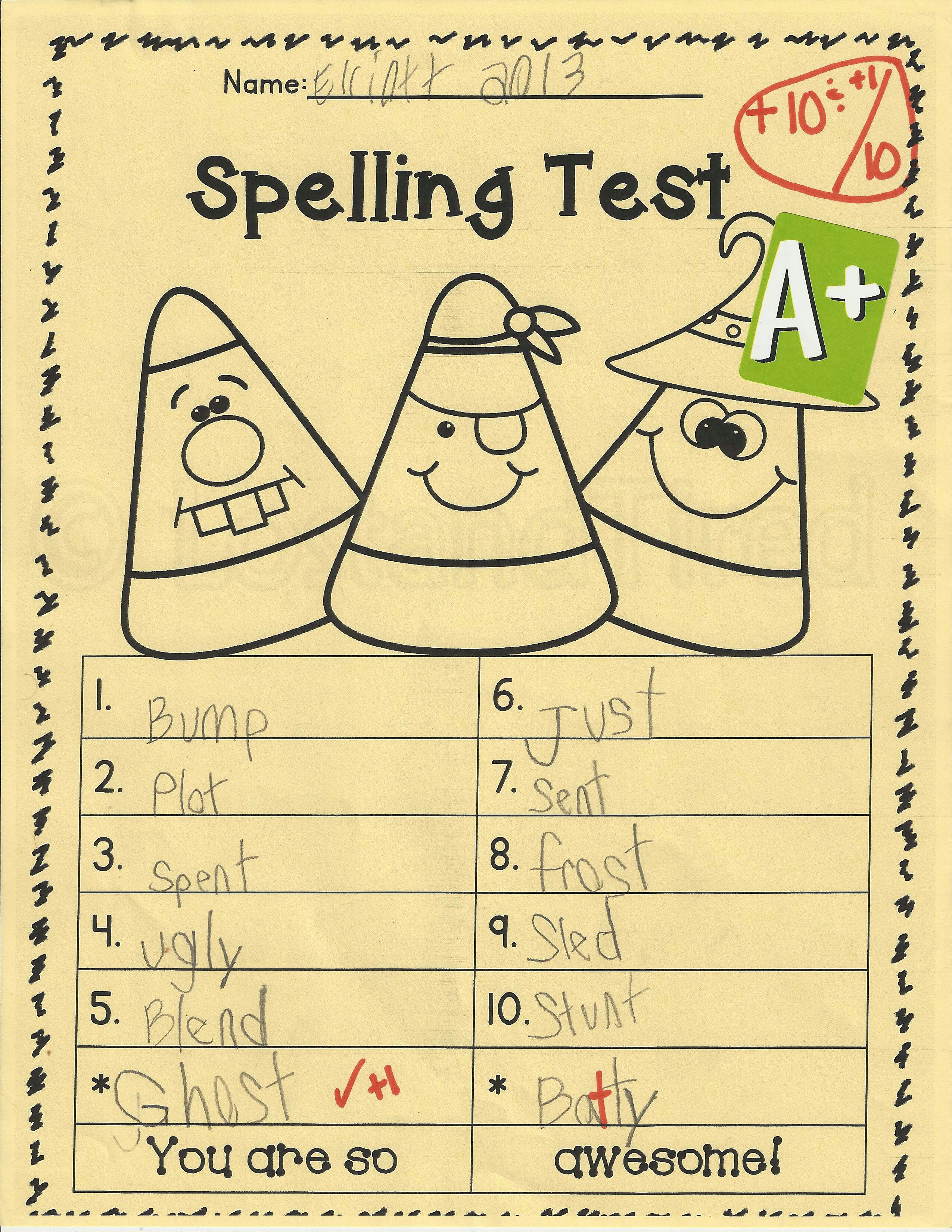 Who got 10/10 on their spelling test?