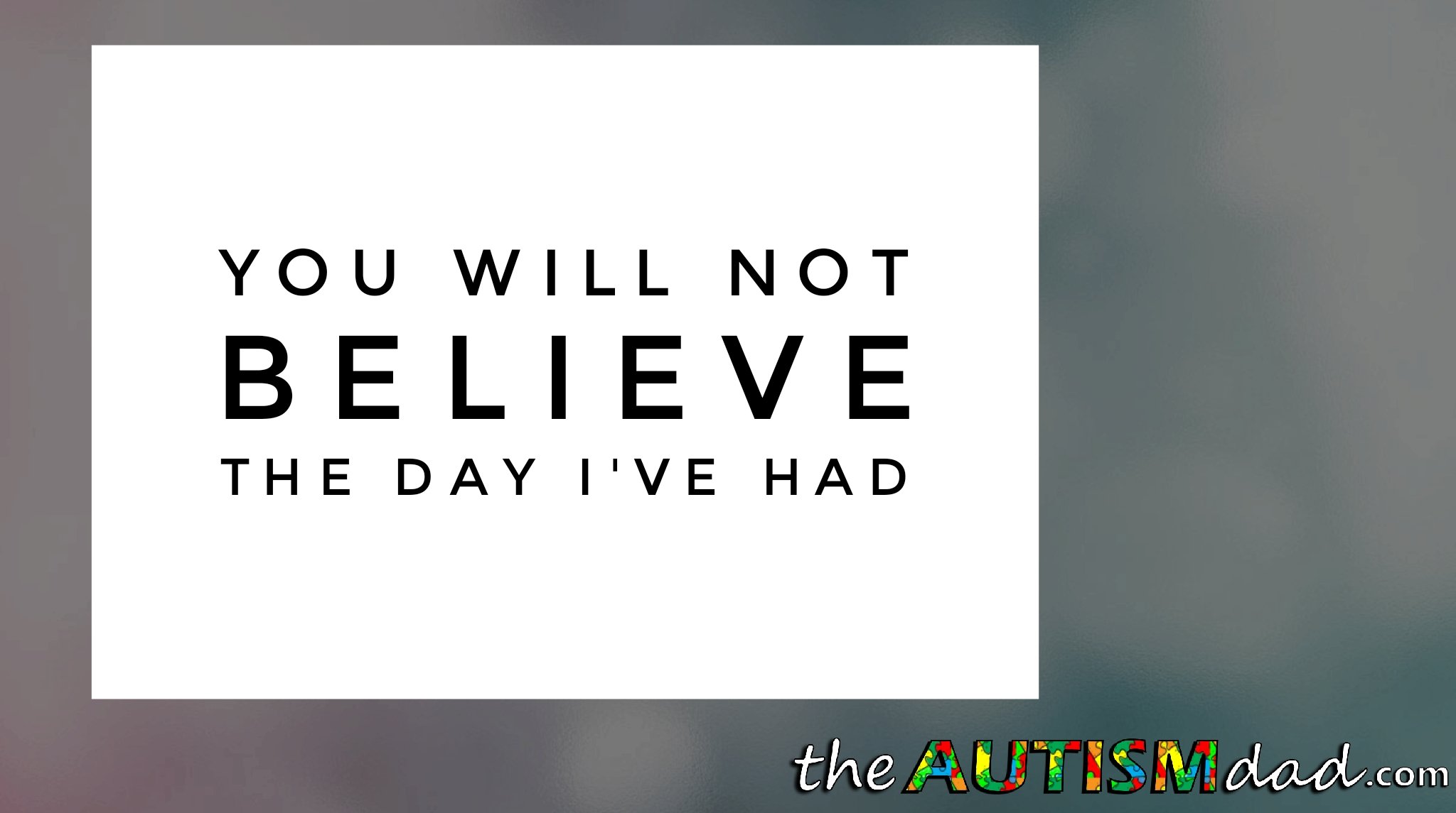 You will not believe the day I've had